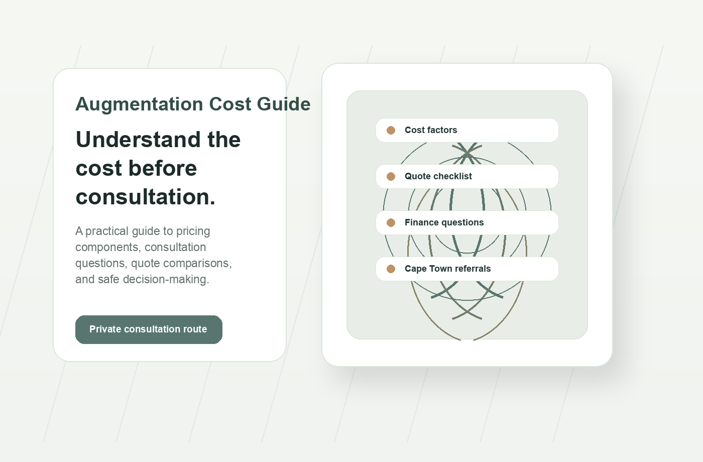 Professional abstract consultation graphic for Breast Augmentation Cost South Africa